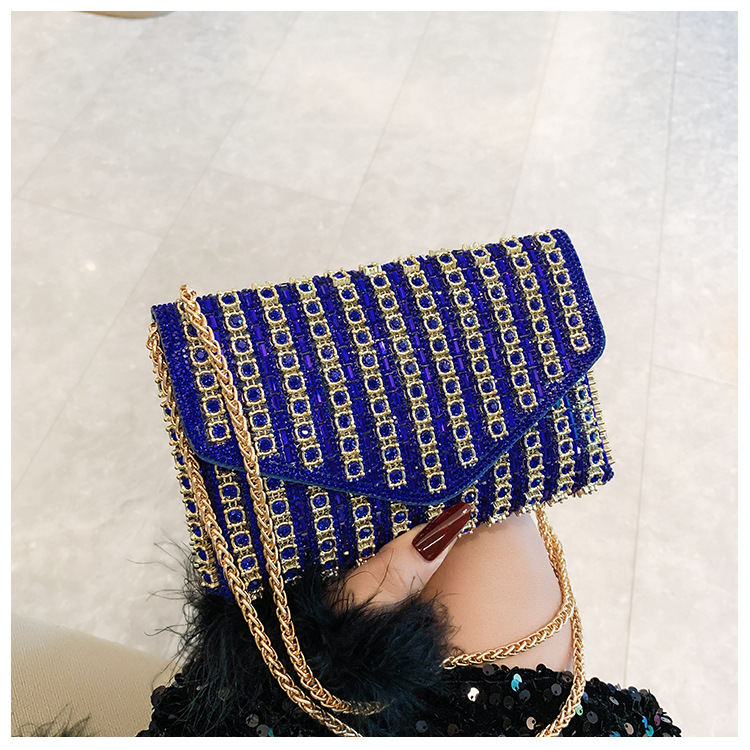 Cross-border bag bestsellers: Women's bag, chain, super shiny diamond-encrusted small square bag, crossbody bag, fashionable and versatile, socialite dinner bag undefined