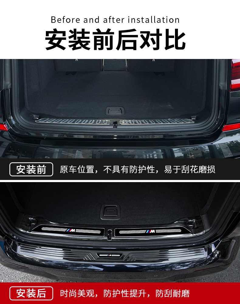 Suitable for 18-24 Bmw X3 Door Sill Protection Strips Modified Ix3 Rear Guard Plate Tail Box Pedal Car Decoration Accessories