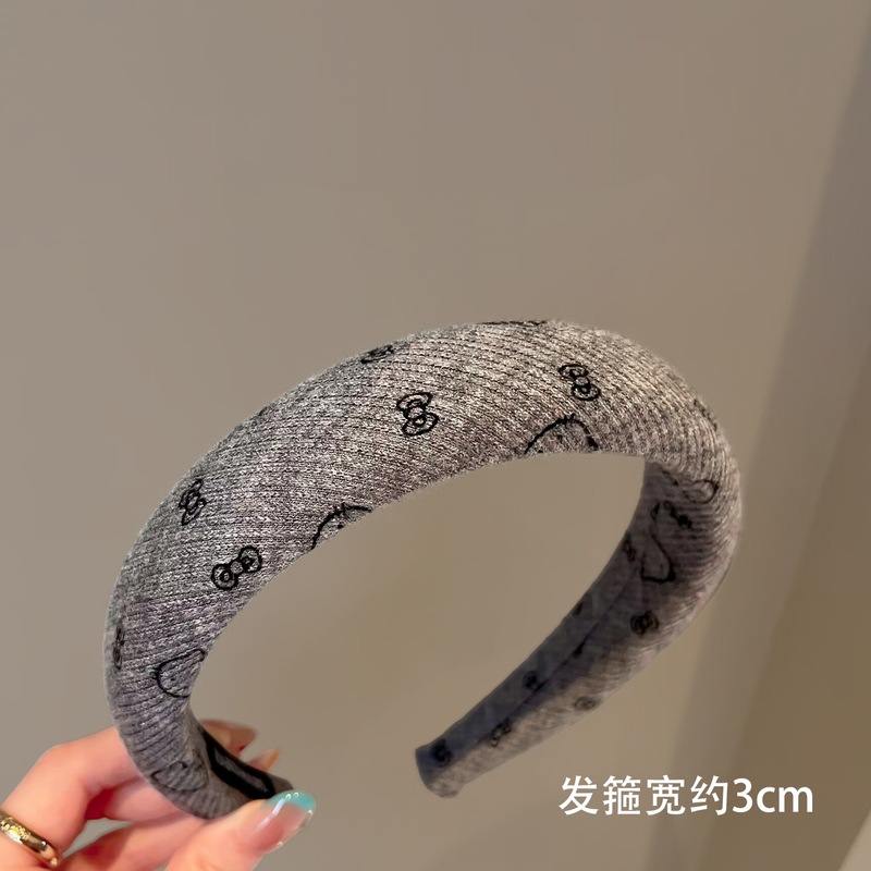 可爱KT猫咪针织发箍高颅顶海绵头箍少女感洗脸发卡外出发饰秋冬新|undefined