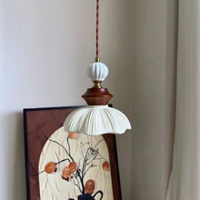 奶油风网红过道灯铃兰花朵北欧中式复古原木走廊灯衣帽间吸顶灯具