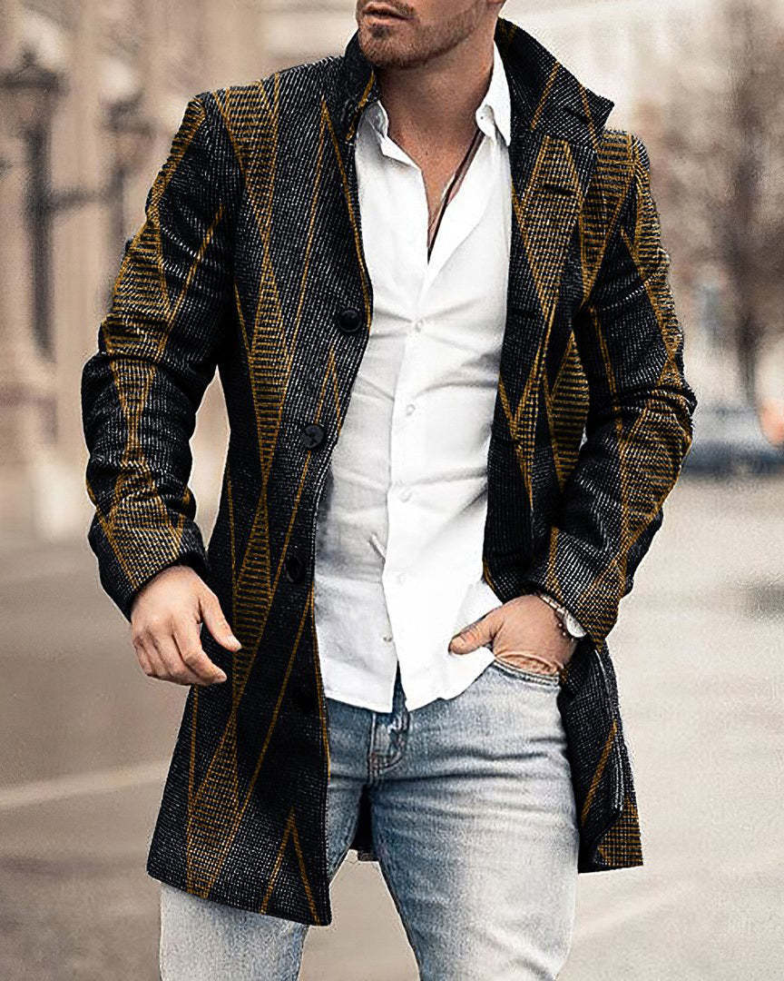 2024 europeo y americano de comercio exterior de otoño e invierno de los nuevos hombres de lana collar medio-longitud de la capa de bolsillo casual moda caliente