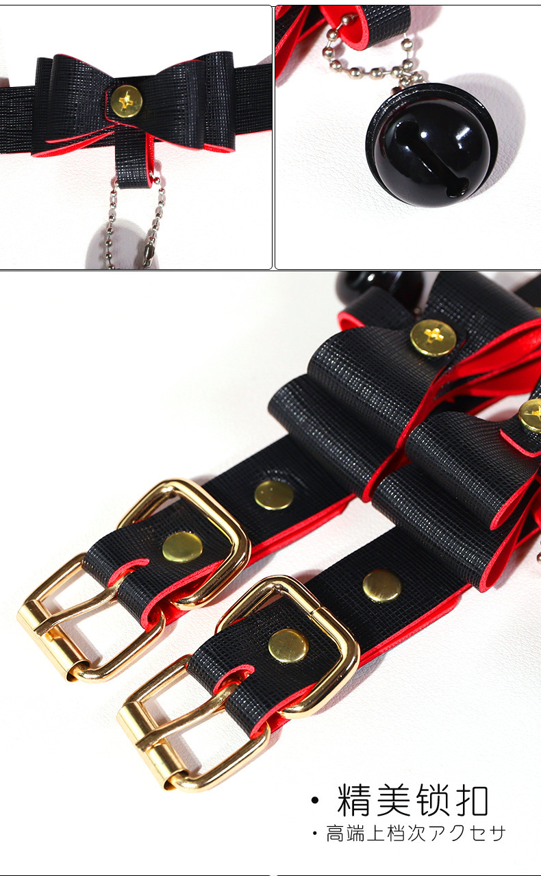 Adult Couple Bondage Kit with Anal Plug, Nipple Clamps and Restraints in Black PU — detail image 25