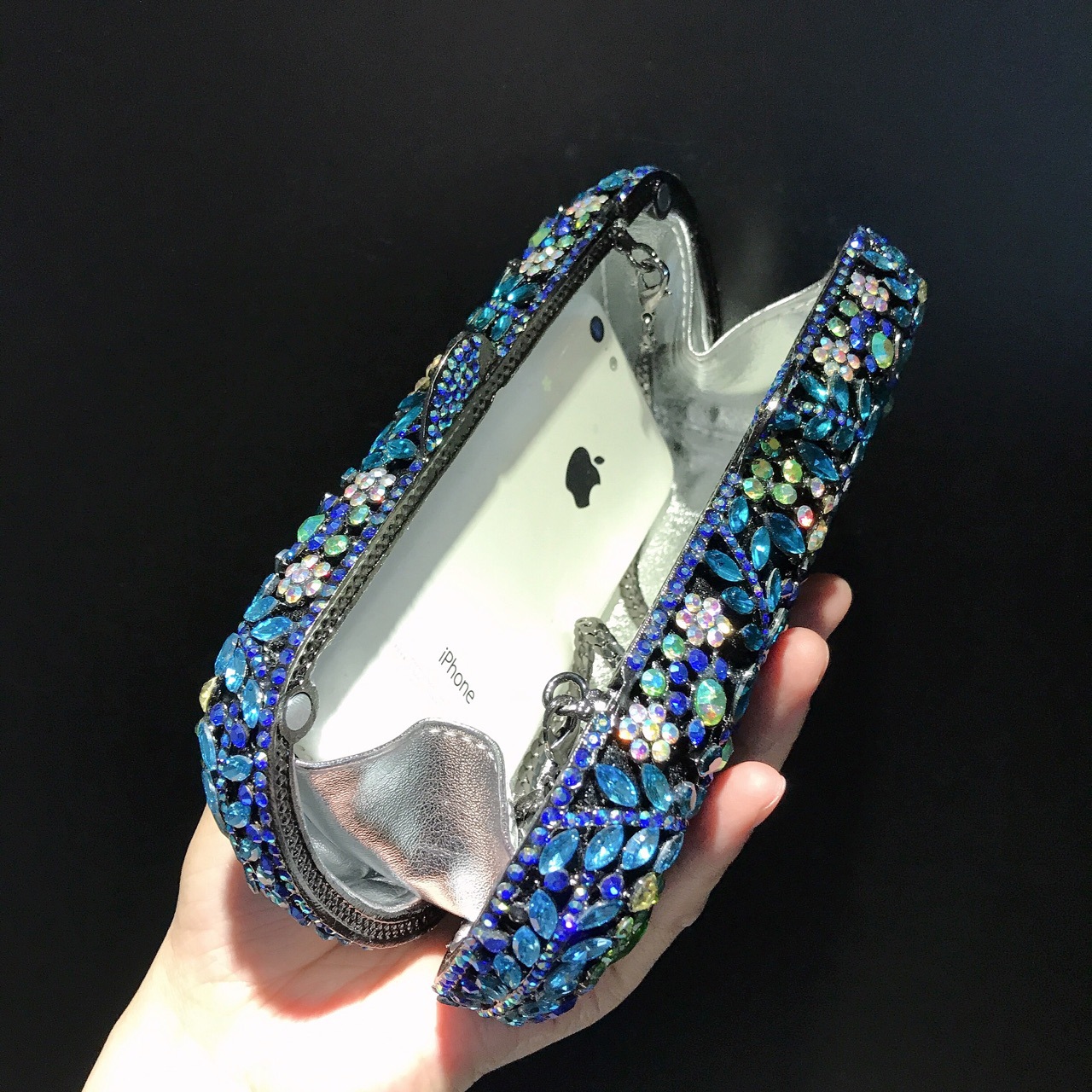 Túi clutch dạ hội nữ đính kim cương sang trọng — Màu Sâm panh