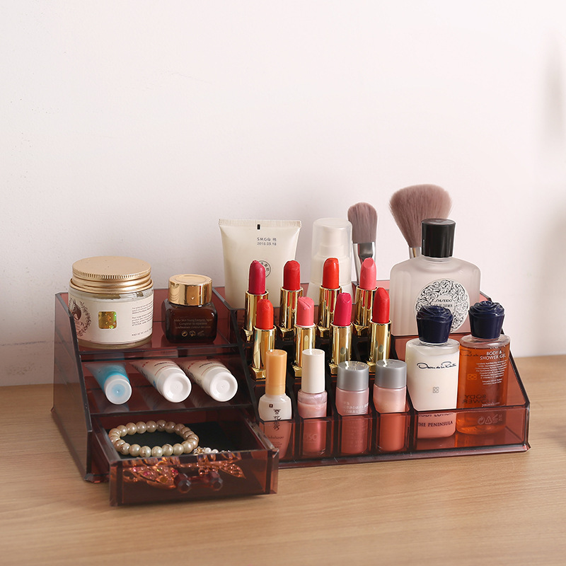 Lipstick Storage Box Desktop Organizer for Cosmetics and Nail Polish with Lid, Transparent Acrylic Lip Gloss Organizer for Dressing Table Lipstick Storage Box Desktop Organizer for Cosmetics and Nail Polish with Lid, Transparent Acrylic Lip Gloss Organizer for Dressing Table