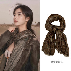 棉麻丝巾碎花围巾秋冬新款时尚百搭保暖韩版薄款透气文艺复古披肩