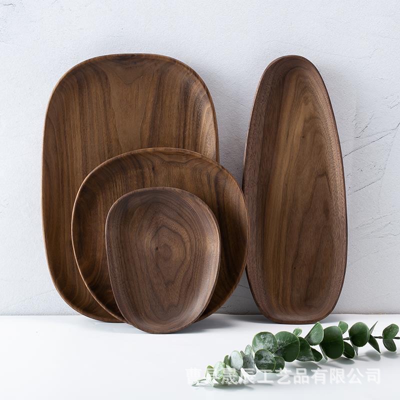 Bandeja de madera de forma especial de estilo americano en casa para hornear pan postre galleta Placa de exhibición de madera maciza bandeja de té de forma irregular