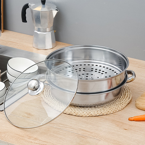VHM7 wholesale stainless steel multi-purpose soup steamer soup pot opening gift double-layer steamer gas induction cooker universal fire