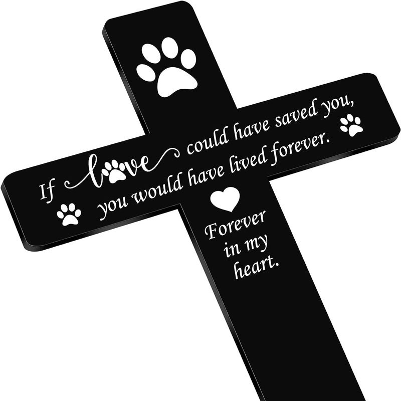 En stock de madera mascota perro gato lápida marca creativa Cruz Paw impresión conmemorativa transfronteriza Memorial