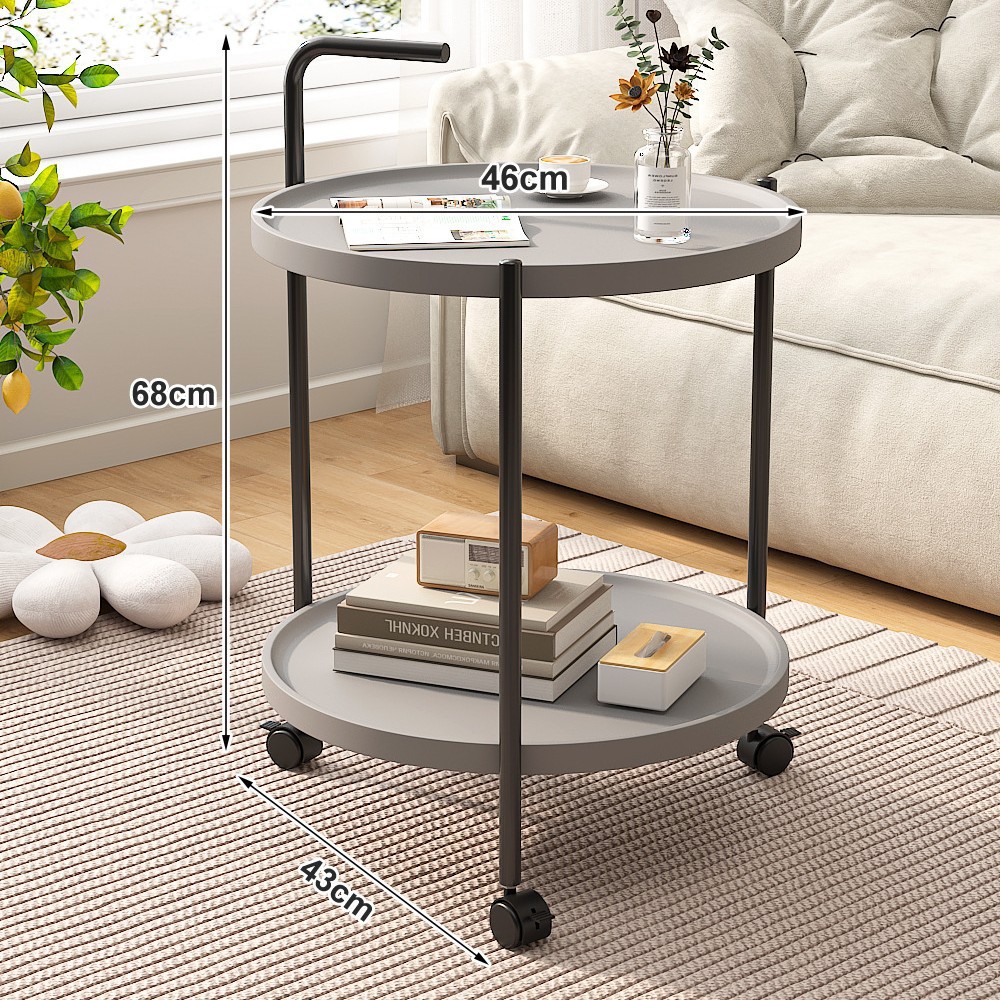 인기 신제품 [팔걸이가 있는 이동식 브레이크 더블 레이어] 다용도 그레이