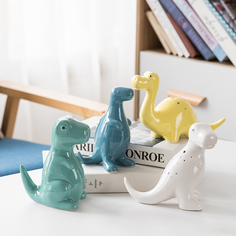 雲華陶瓷恐龍擺件可愛客廳臥室擺件送小孩玩具女生生日新年禮物
