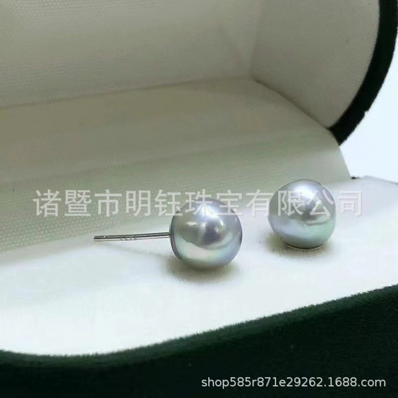8 ~ 9mm Seawater Akoya True Malacque Silver Blu -luster Silver Silkn