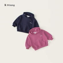 宥宝童装儿童卫衣春秋新款男童简约字母套头衫宽松女童连帽上衣