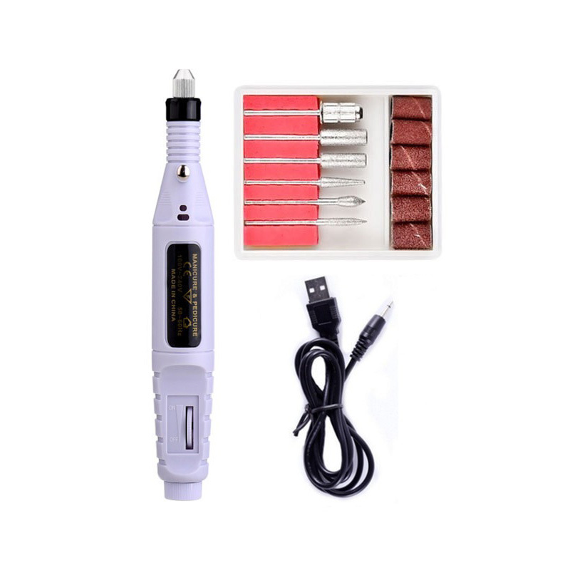 Máquina de pulido de uñas portátil USB tipo pluma herramienta de uñas eléctrica removedor de esmalte de uñas removedor de piel muerta transfronteriza
