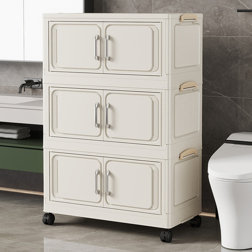 45cm storage cabinet open-door transparent locker sundries toys organizing cabinet with pulleys transparent cabinet