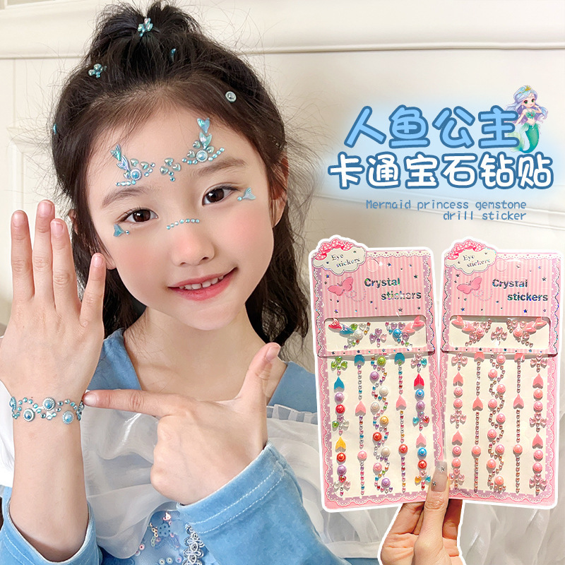 Crystal Stickers, Colorful Pearl Makeup Face Stickers, Mermaid Diamond Stickers, Cute Gemstone Face Decorations for Little Girls Crystal Stickers, Colorful Pearl Makeup Face Stickers, Mermaid Diamond Stickers, Cute Gemstone Face Decorations for Little Girls
