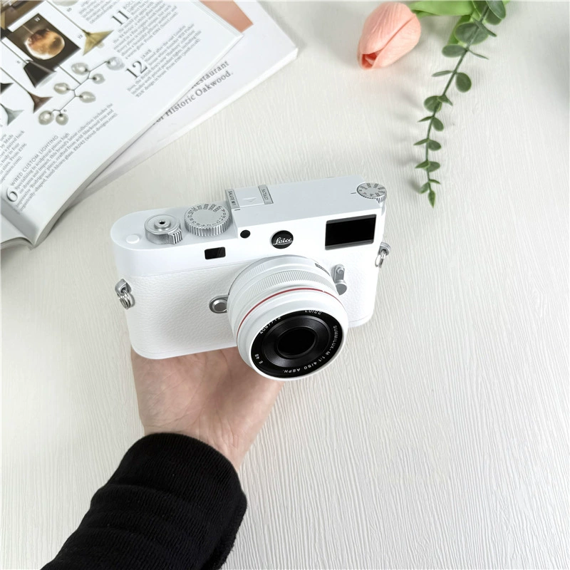 Retro camera model prop M‑style, detachable lenses, painted plastic body, strap, display options