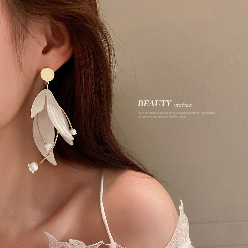 925 aguja de plata Super hadas flor pétalo pendientes Corea del Sur nicho de alto grado pendientes ins Mori chica pendientes al por mayor