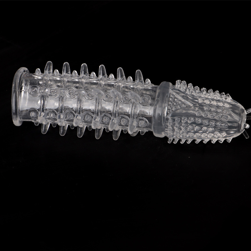 Wolf-Tooth Textured Penis Sleeve, TPE Tight-Fitting Extender, Transparent Boxed — detail image 10