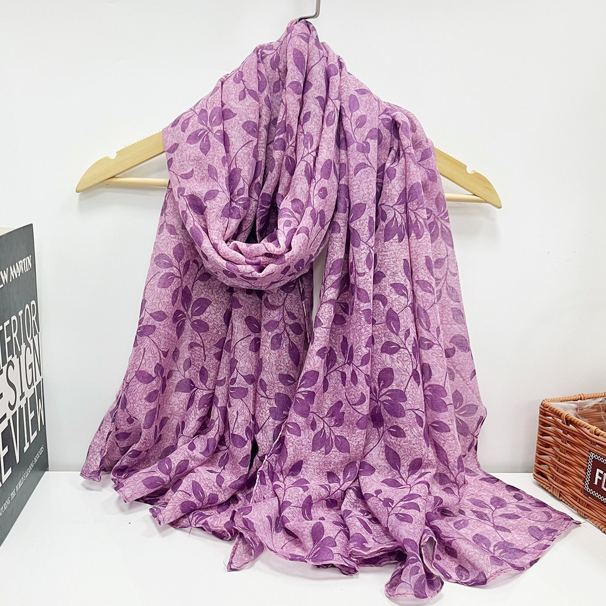 Spring and Summer Travel Sun Protection Shawl Small Clear Floral New Cotton and Linen Feel Scarf Red Flower Tassel Thin Silk Scarf