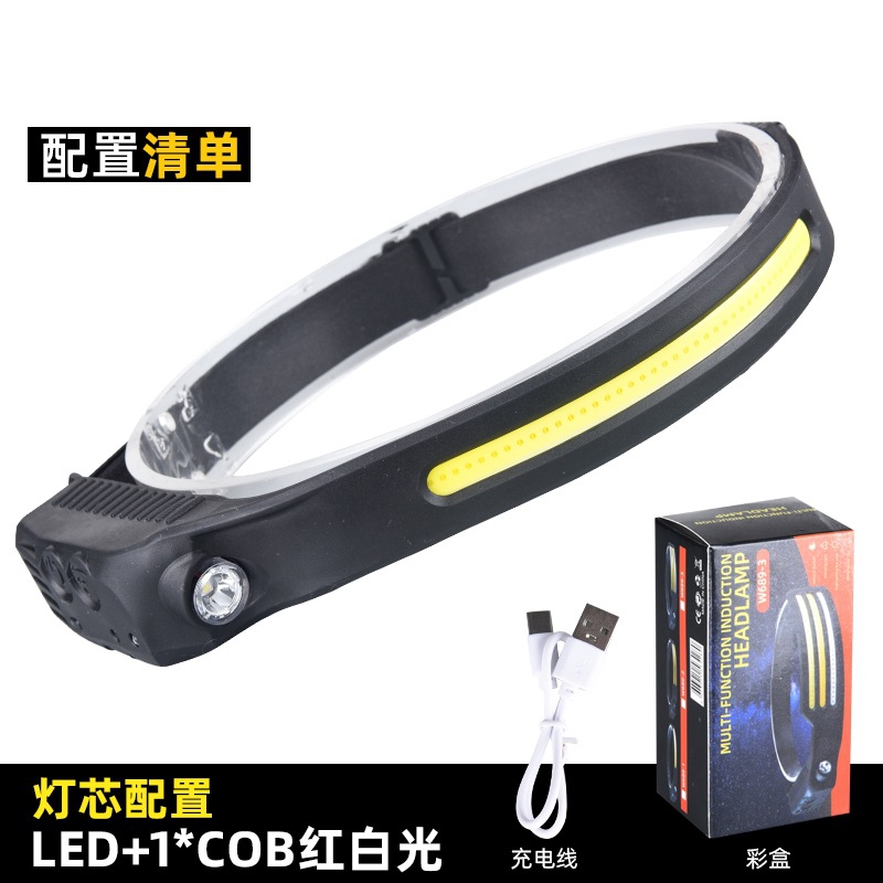 2023 onda transfronteriza inducción COB faro luz de conducción al aire libre USB carga noche luz fuerte luz Faro de silicona