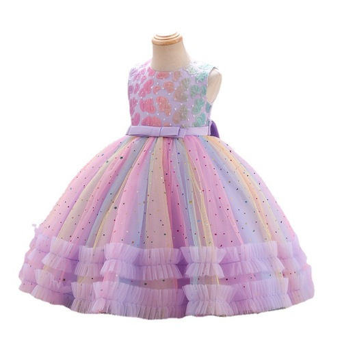 Girls toddlers host singer piano performance dresses catwalk baby ball gown fairy princess dress children's birthday gift party pageant dress for kids