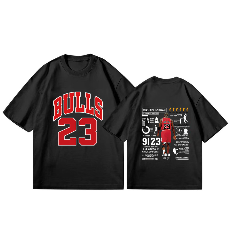 Basketball Jordan short-sleeved T-shirt men's and women's same summer couple's double-sided printed loose fashion clothes