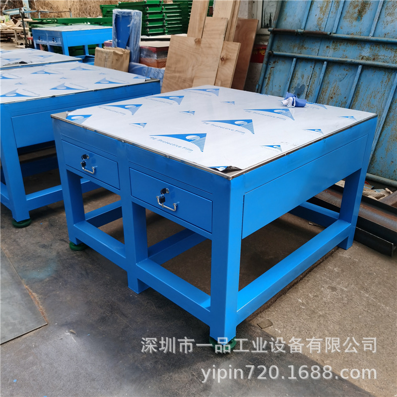 重型钢板工作台钳工操作台实验桌双边落地四抽柜模具台机床维修桌