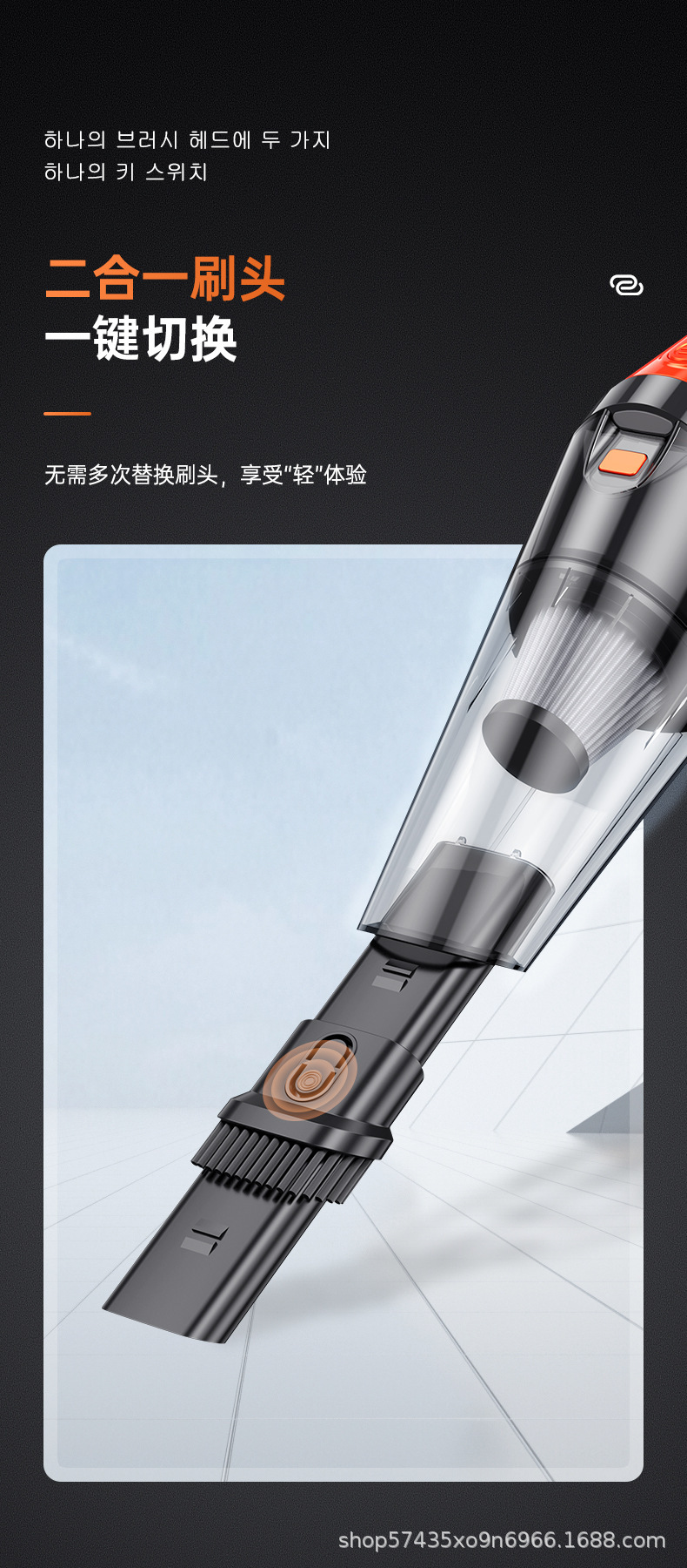 Cross-Border New Model Car and Home 2-in-1 Vacuum Cleaner Portable Small Wired Handheld Car Vacuum Cleaner with Light