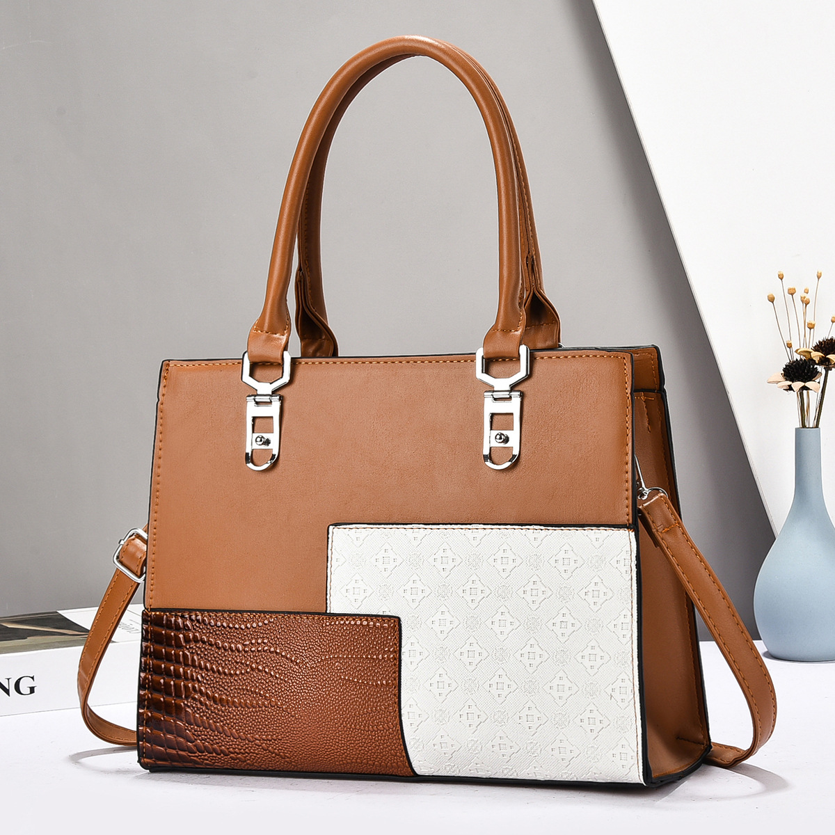 Bolsos de mujer, bolsos de moda de comercio exterior, bolsos de mensajero de estilo europeo y americano de gran capacidad, bolsos de hombro de textura de alta calidad