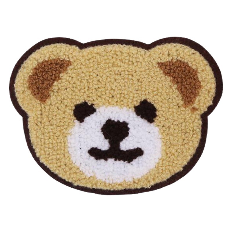 Parche bordado de chenilla con cabeza de oso de peluche, bordado a máquina, para reparación de ropa, decoración de bolsos DIY