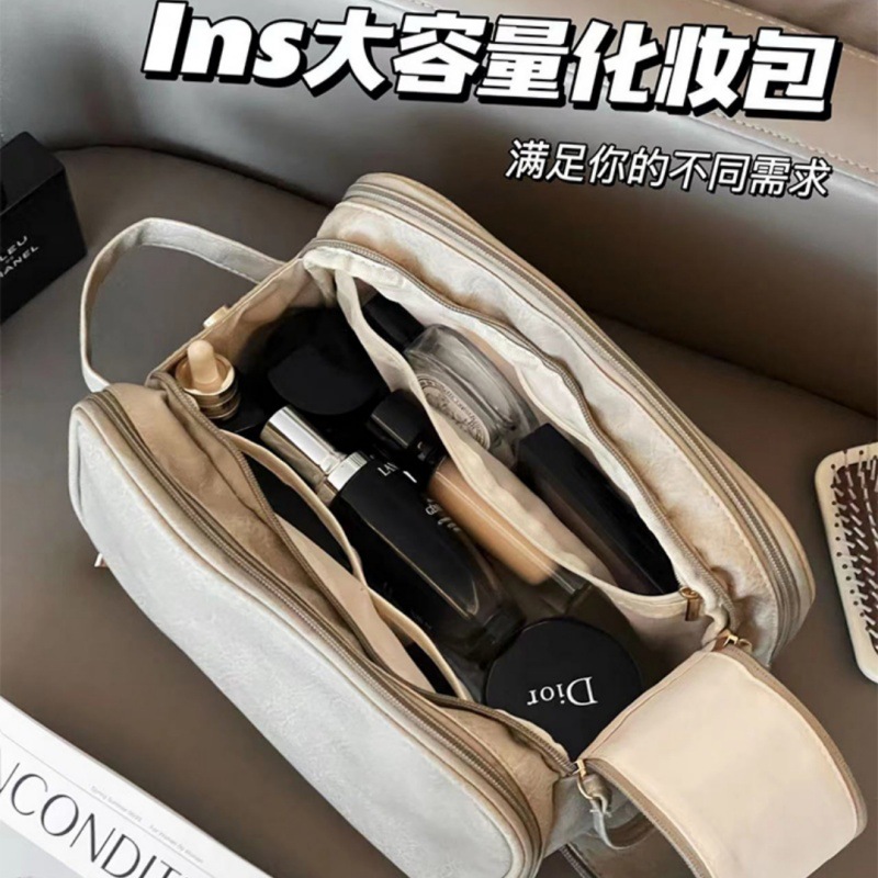 Bolsa de cosméticos 2023 nueva bolsa de lavado de viaje de gran capacidad de escritorio grande cepillo de maquillaje cosmético bolsa de almacenamiento portátil