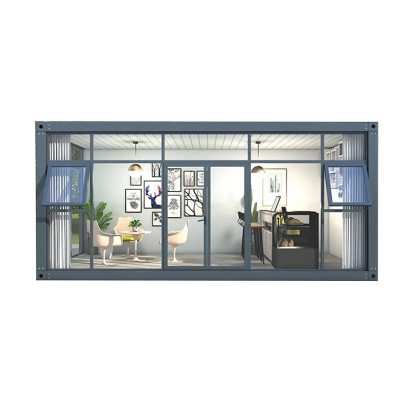 Casa móvil de contenedor con decoración de vivienda temporal casa integrada de pared cortina de vidrio doméstica casa móvil de tablero móvil