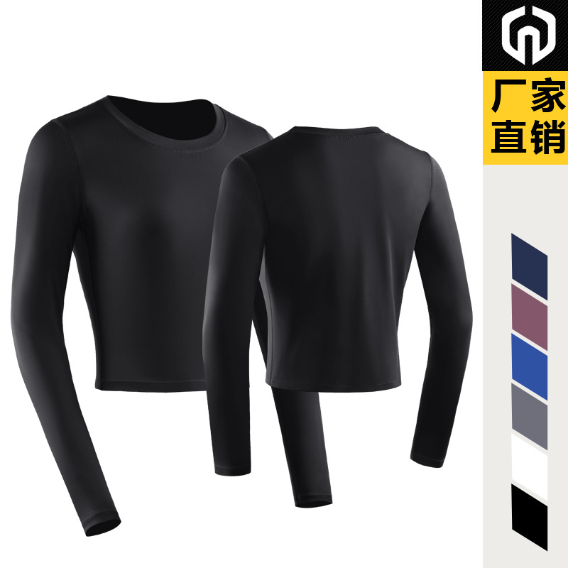 Casual de manga larga de fitness deportes de alta elasticidad de secado rápido medias expuestas ombligo de las mujeres al aire libre correr yoga deportes slim fit ropa