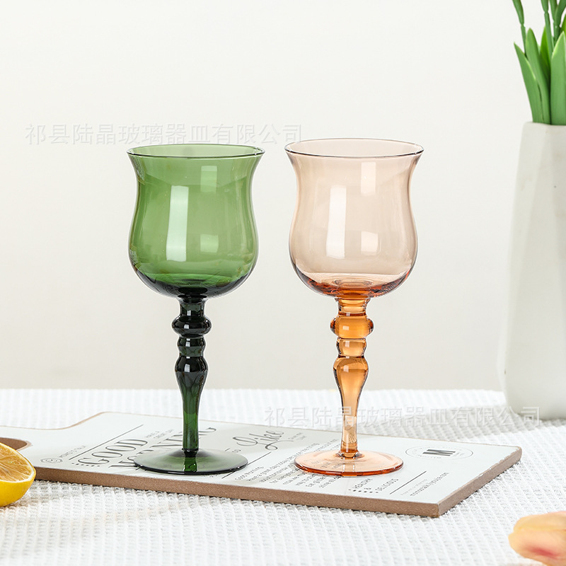 Lu Jing Francés color primario copa de vino copa de mediados de-antiguo hogar banquete vintage copa de agua copa de champán