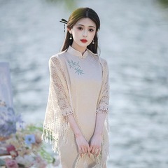 チャイナドレスとマッチングショール 2025 新作春夏アンティークスタイルアウターウェア女性の新しい中国風アクセサリー中国風タッセルマント