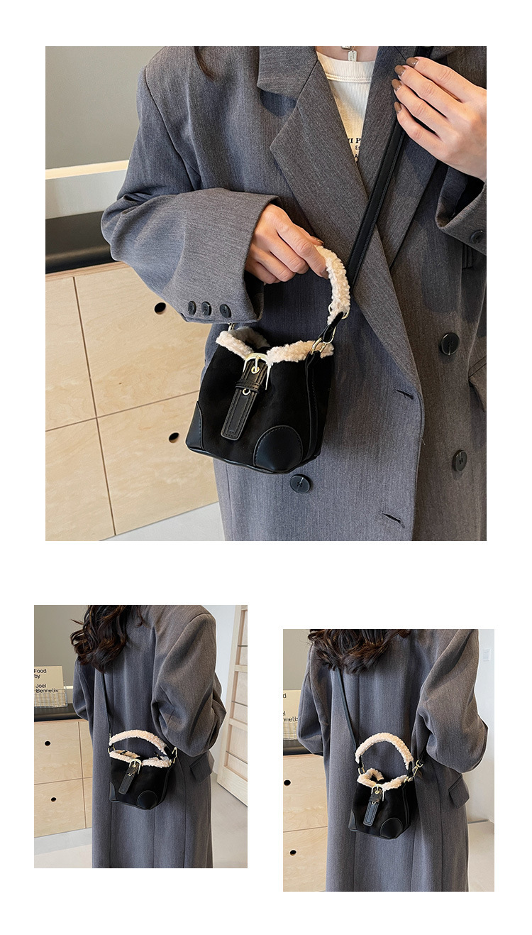 Lambskin mini bucket bag, Maillard suede retro handbag, 2024 new style, single-shoulder crossbody handbag undefined