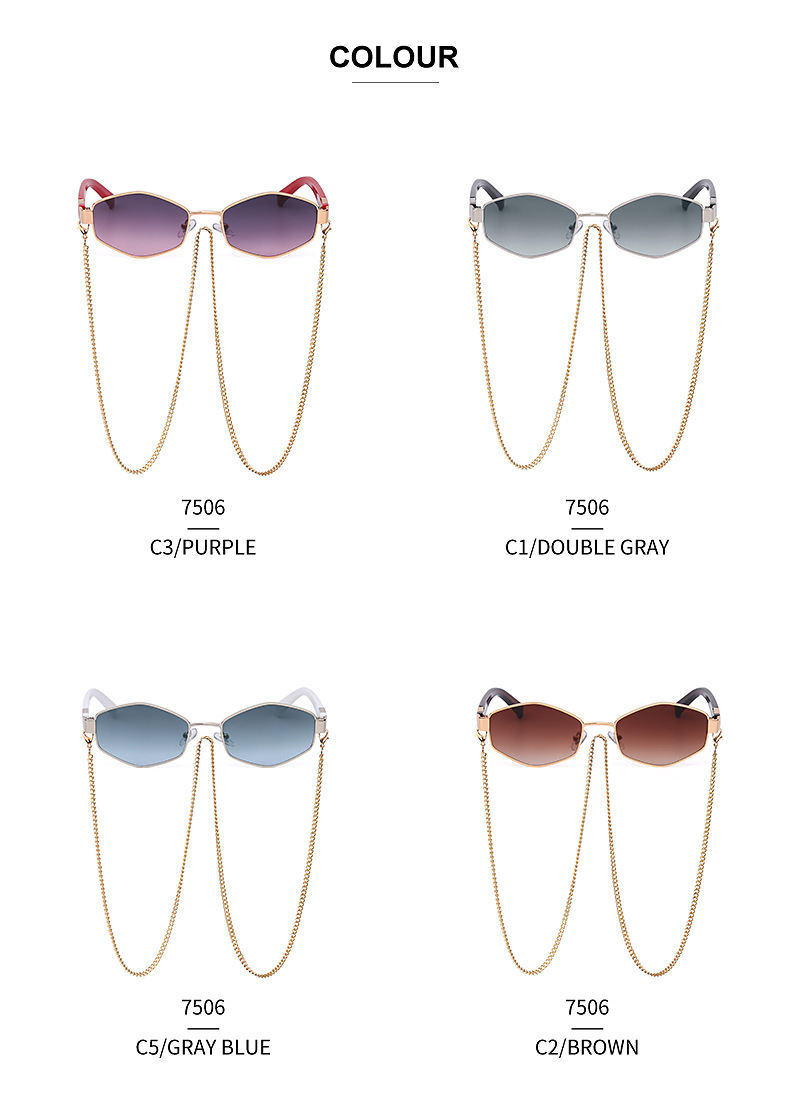 New Fashion Korean Style Chain Irregular Frame Sunglasses display picture 16