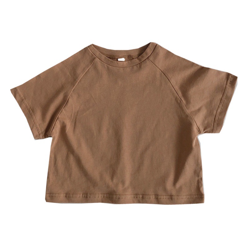 韓国版基礎半袖tシャツ夏の子供の純色のコウモリの袖tシャツの男女の子供の丸首の底のシャツの洋風