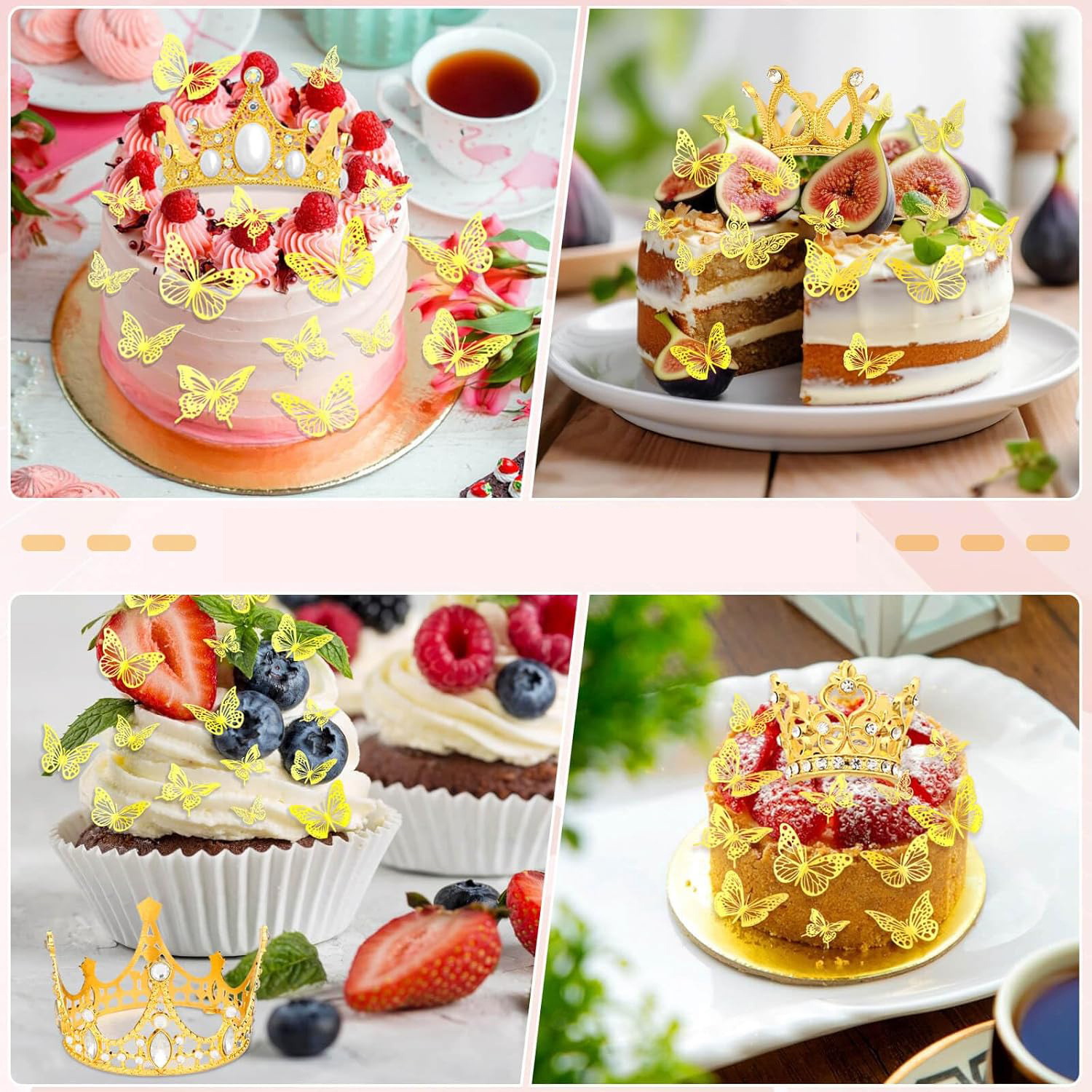 Corona de aleación de diamante mariposa decoración de niños desfile ornamentos de cumpleaños pulgar corona de niños