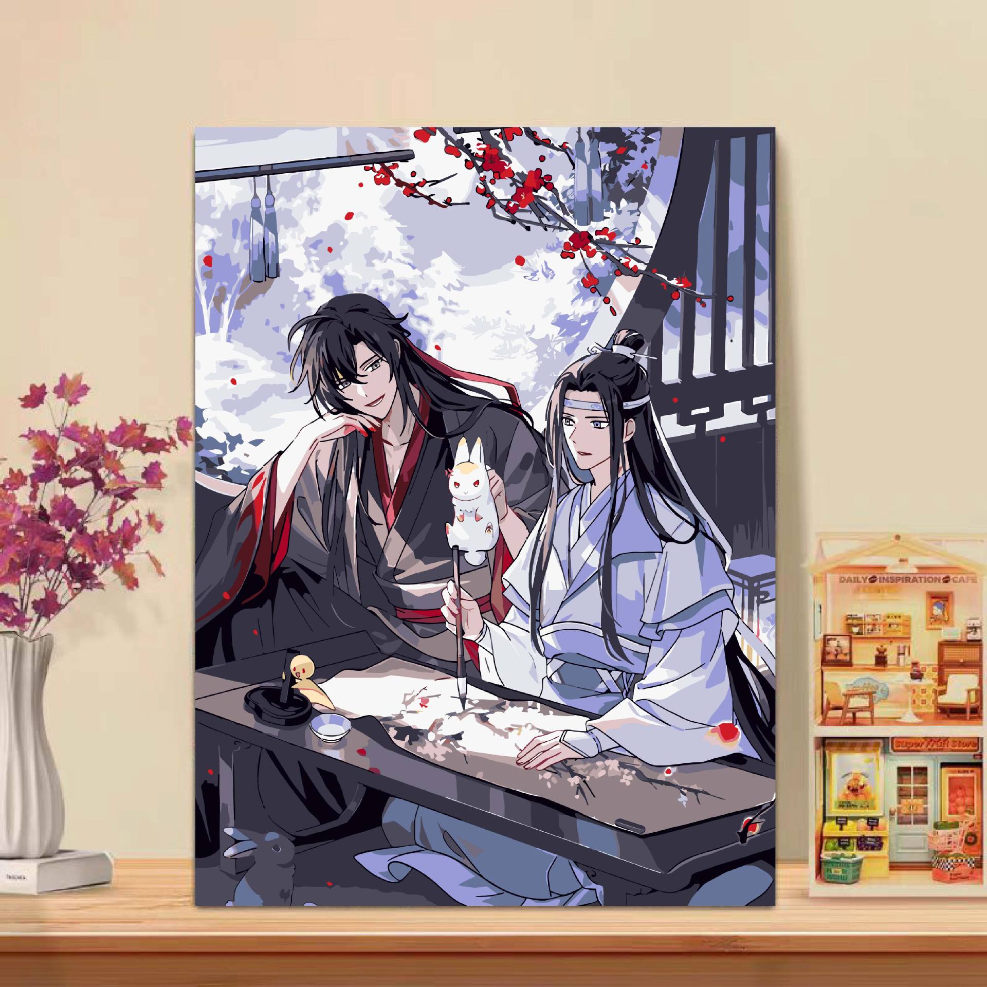 Pintura al óleo digital de alto nivel del gobierno celestial bendijo a Junwu diy aburrido dibujo a mano acrílico pintado a mano pintura colgante de descompresión