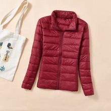 新款轻薄羽绒服女士立领款休闲保暖时尚简约型黑色女立领氨纶