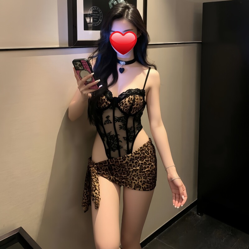 Su Xingjia's Plus-Size Erotic Lingerie, Sexy Leopard Print Bodysuit with Underwire, Uniform-Style, Pure Desire, Teasing Midnight Charm