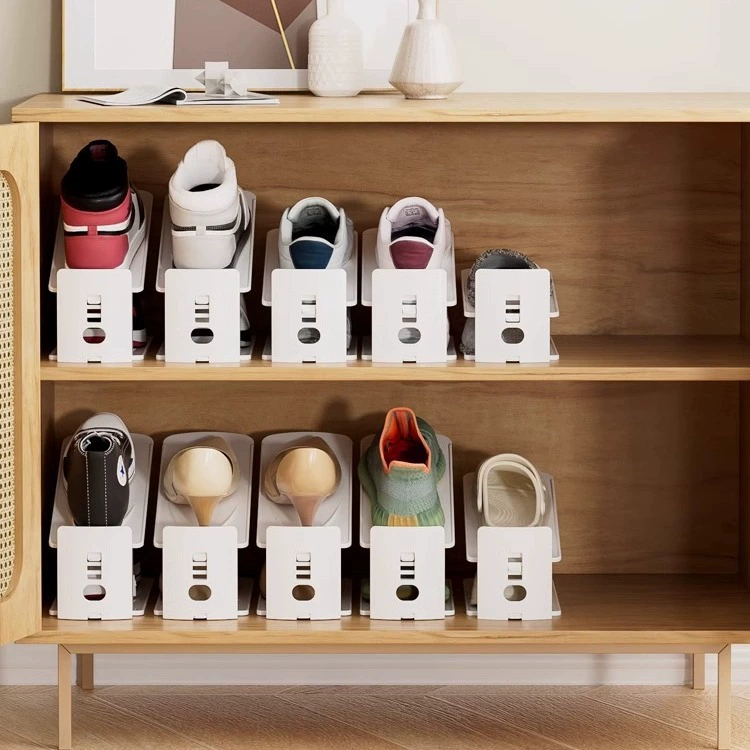 Two-Layer Adjustable Shoe Rack Organizer, Space-Saving Plastic Divider, 27×8×10 cm
