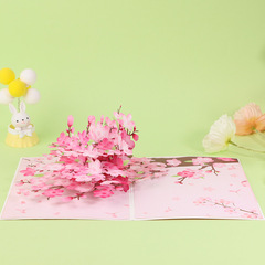 3D three-dimensional greeting card with peach blossoms, thanksgiving card, gift to girlfriend on Mother’s Day, foreign trade ins Amazon card