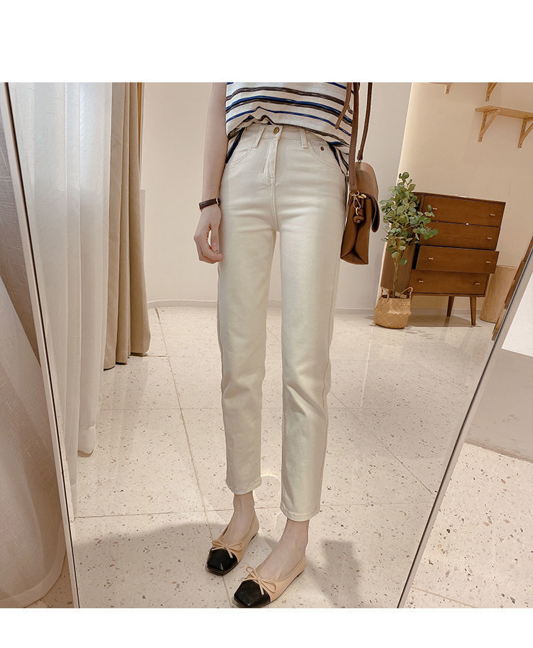 All seasons! The shape of the pants is really great! Straight-leg jeans for women in the 9-inch range are versatile. Cigarette tubes can make you look slimmer. High-waisted pants are trendy pic 10