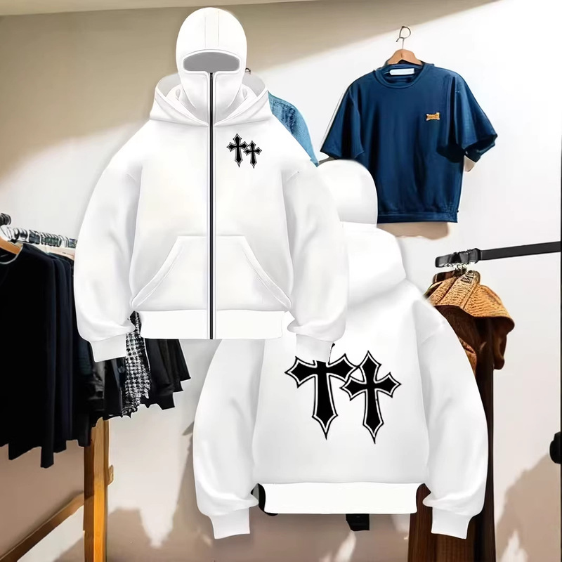 Men's Heavy-Duty Hooded Zip-Up Sweatshirt with Full Zip Closure and Full Zip Design