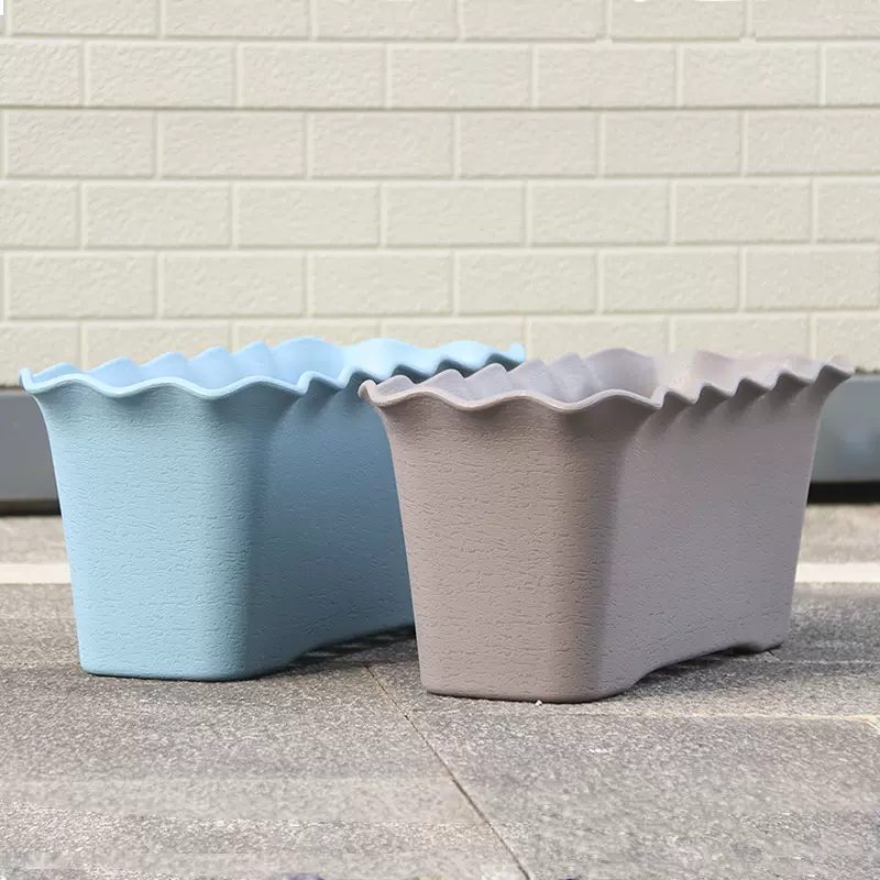 诚信塑料花盆花卉种植园艺塑料大号种菜盆波浪边长方形花盆批发