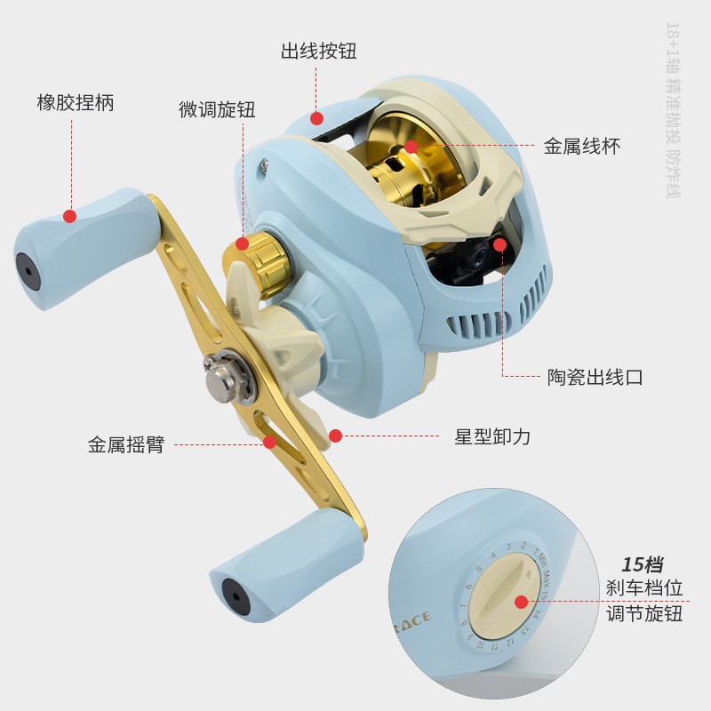 Fishing wheel water droplet Macaron sea fishing wheel pink water droplet fishing gear micro object line cup metal fishing line wheel raft fishing wheel 3