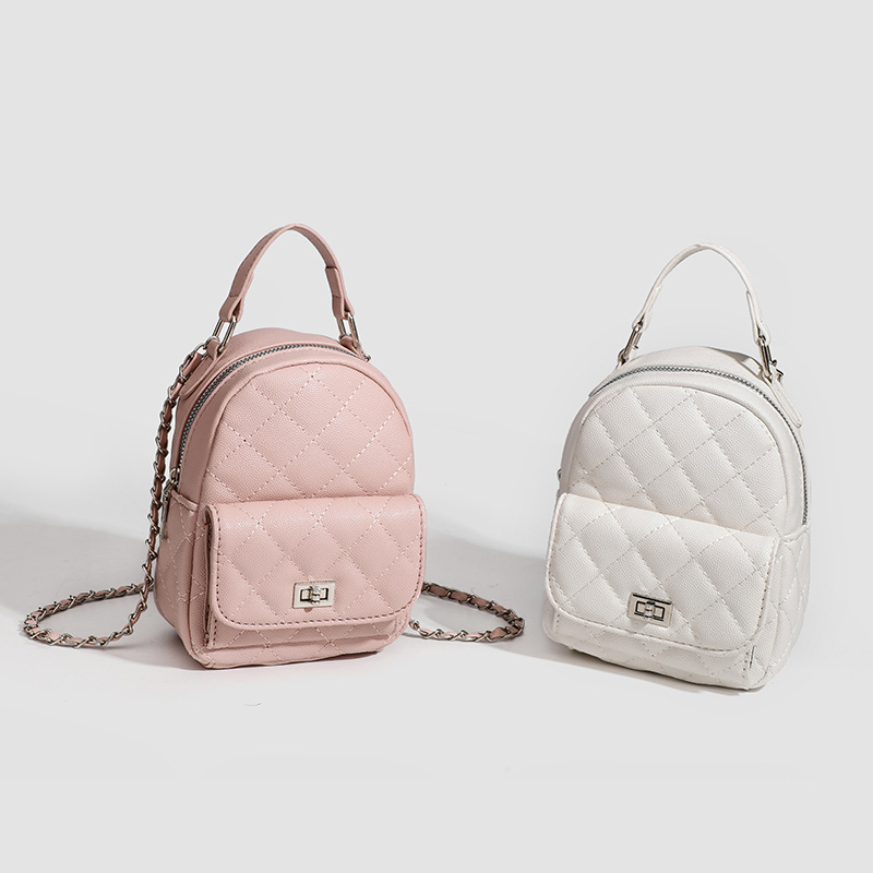 High-end sense mini diamond lattice chain shoulder bag women's 2024 new fashion all-match backpack handbag