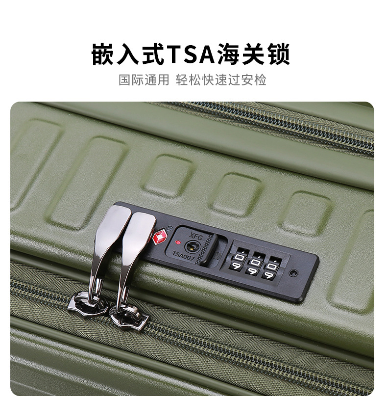 Export New High-End Front-Opening Luggage 20-inch PC Trolley Case Large Capacity Carry-On Suitcase Silent Wheel Travel Luggage